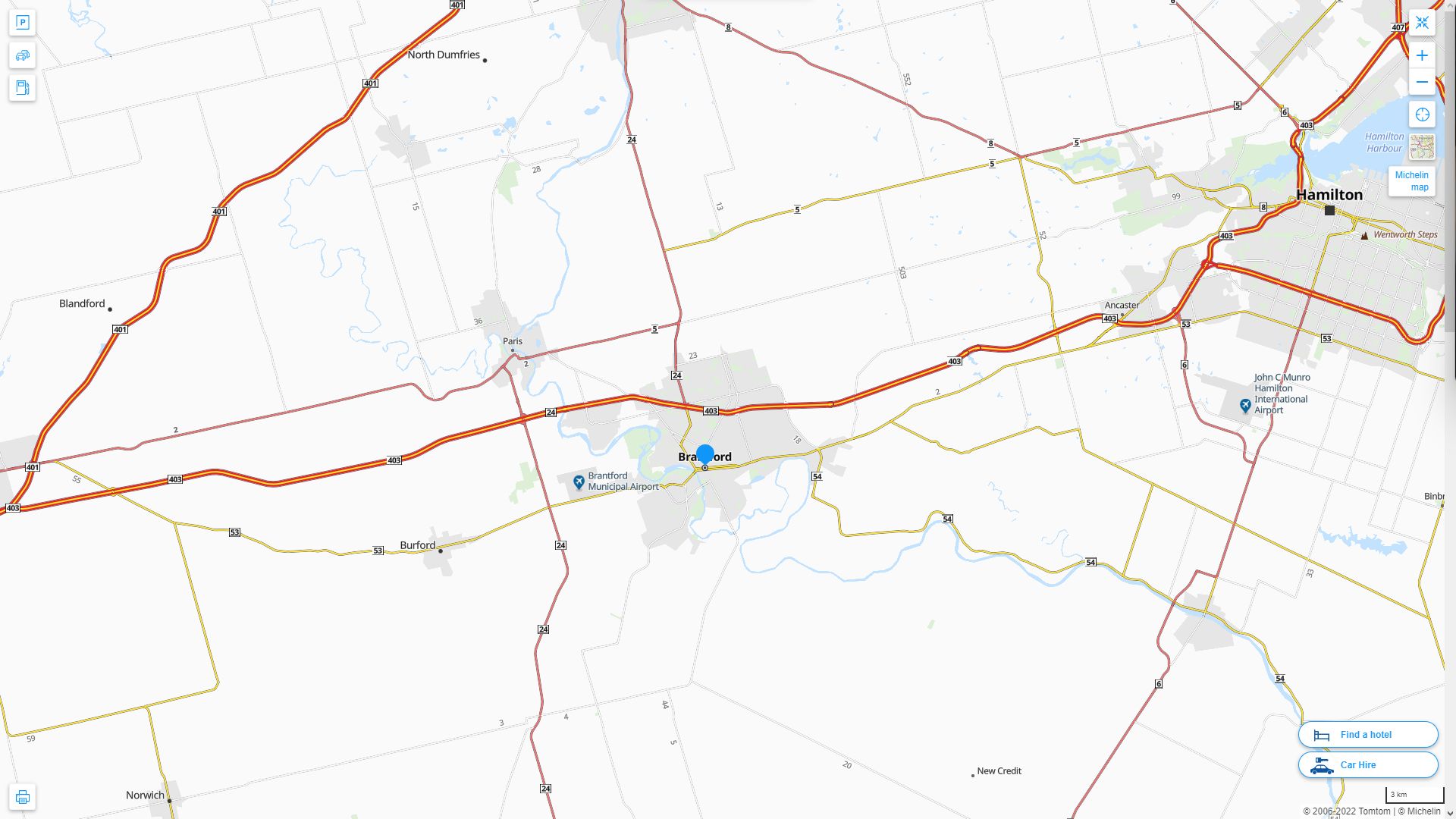 Brantford Canada Autoroute et carte routiere